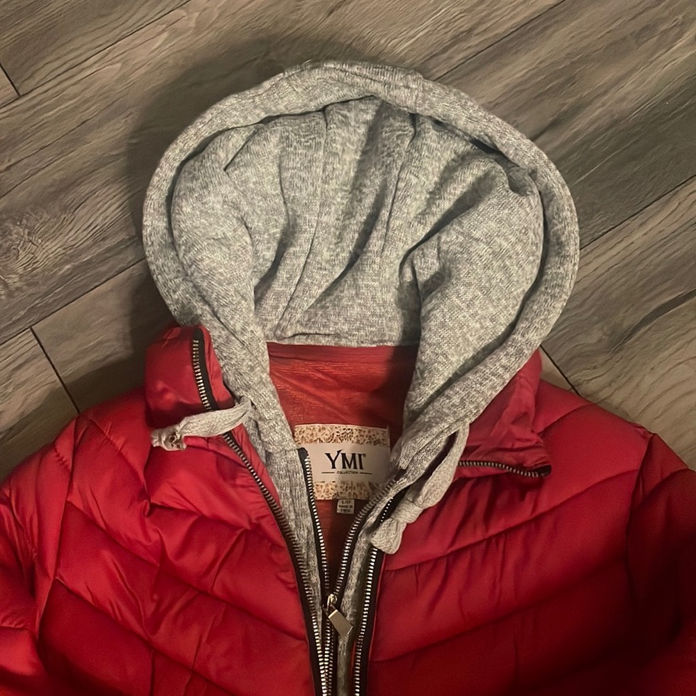 Bomber jacket with a attached hoodie, Barely worn !